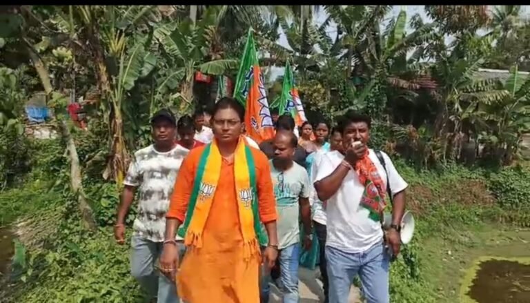মাইক হাতে প্রচার, সঙ্গে ডেঙ্গি সতর্কবার্তা—ভোট প্রচারে নজর কাড়লেন বিজেপি প্রার্থী