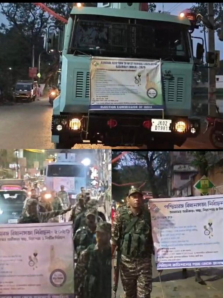 সীতারামপুর-নিয়ামতপুরে কেন্দ্রীয় বাহিনীর রুট মার্চ, নজরে বুলেটপ্রুফ ও মাইনস প্রোটেক্টেড যান